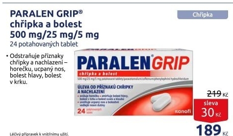 Tablety chřipka a bolest Grip Paralen