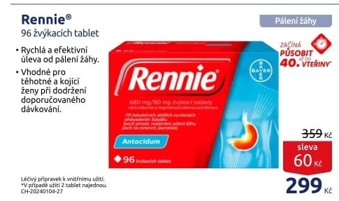 Žvýkací tablety proti pálení žáhy Rennie