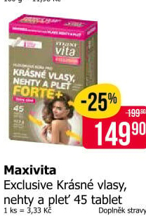 Doplněk stravy Krásné vlasy, nehty a pleť Forte + Exclusive MaxiVita