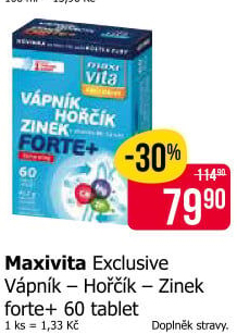 Doplněk stravy Vápník-Hořčík-Zinek Forte Exclusive Maxivita