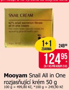 Rozjasňující krém Snail All in One Mooyam