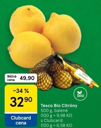 Citrony bio Tesco Organic