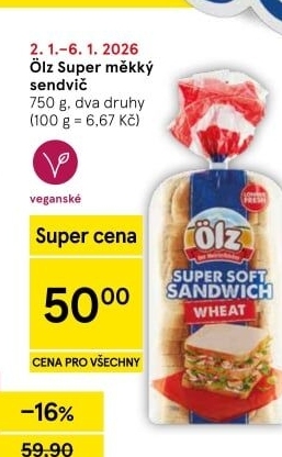 Toustový chléb Sandwich Soft Ölz