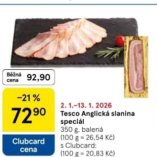 Anglická slanina speciál Tesco