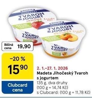 Dezert tvaroh s jogurtem jihočeský Madeta