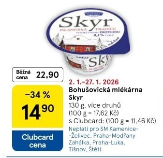 Dezert zakysaný ochucený Skyr Bohušovická mlékárna