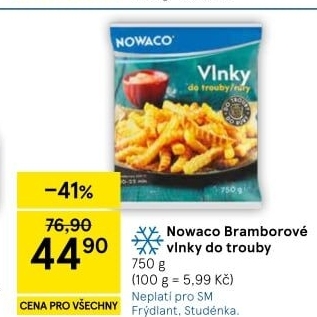 Hranolky vlnky mražené Nowaco
