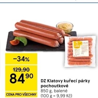 Párky kuřecí pochoutkové DZ Klatovy