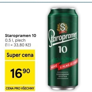 Pivo světlé výčepní 10° Staropramen