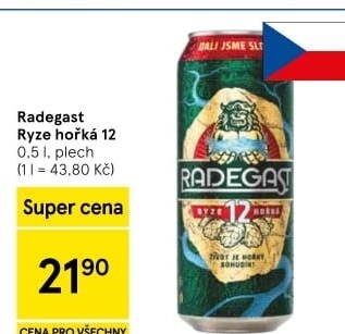 Pivo světlý ležák 12° Ryze hořká Radegast
