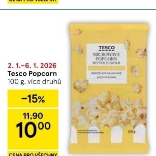Popcorn do mikrovlnky Tesco