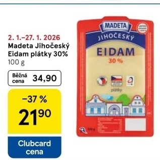 Sýr Eidam Jihočeský 30% Madeta