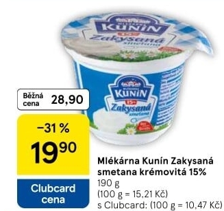 Zakysaná smetana krémovitá Mlékárna Kunín 15%