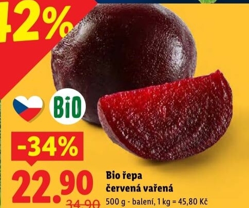 Červená řepa předvařená bio