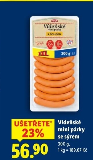 Párky vídeňské mini s goudou Pikok