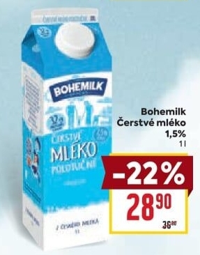 Mléko čerstvé Bohemilk - 1,5% polotučné