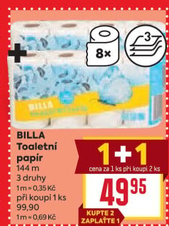 Toaletní papír 3vrstvý Billa