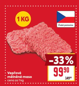 Maso mělněné vepřové