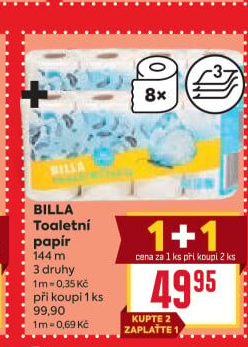 Toaletní papír 3vrstvý Billa