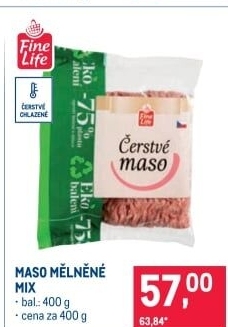 Mělněné maso mix Fine Life