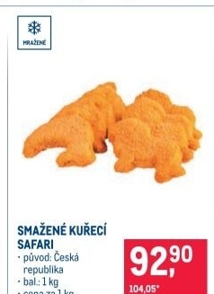 Nugetky kuřecí smažené mražené Safari