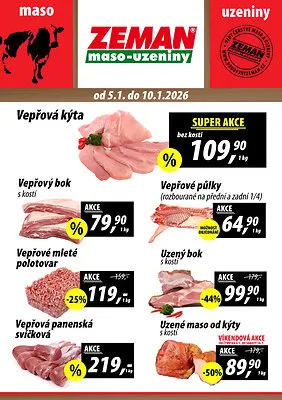 akční leták ZEMAN maso - uzeniny 5.1.2026-10.1.2026