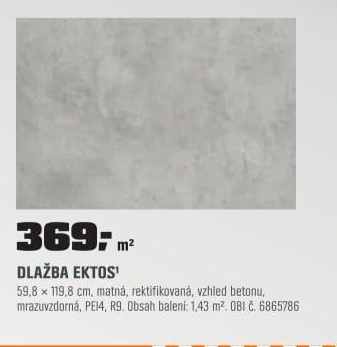 DlažbaEktossv.šedá1,43 m2