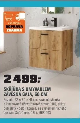 Skříňkas umyvadl.závěsnáGAJA, 60cm