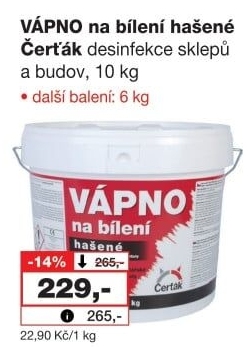 Hašené vápno Čerťák Barvy a laky Hostivař