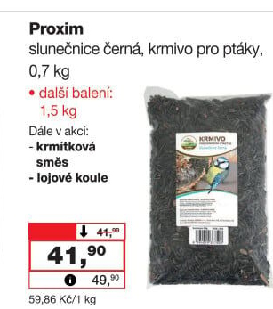Krmivo pro ptáky slunečnice černá Proxim