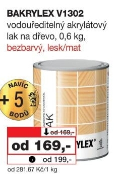 Lak univerzální na dřevo lesk Bakrylex Barvy a laky Hostivař
