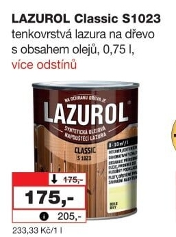 Lazura na dřevo Classic Lazurol