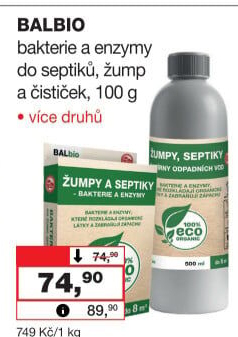 Přípravek Bakterie do žump a septiků BALbio