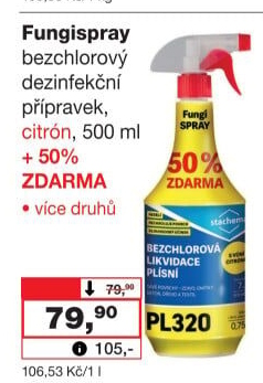 Přípravek proti plísním Chlorový Fungispray Stachema