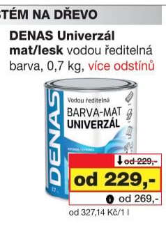 Vodou ředitelná vrchní barva Denas Uni Mat