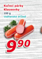 Párky kuřecí Klausovky Vodňanské kuře