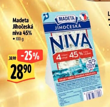 Sýr Niva Jihočeská 45% Madeta