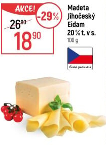 Sýr Eidam Jihočeský 20% Madeta