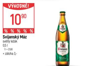 Pivo světlý ležák 11° Svijanský Máz Svijany