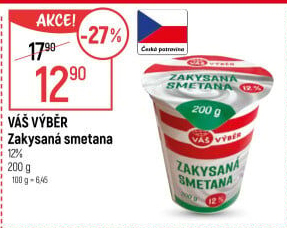 Zakysaná smetana 12% Váš Výběr