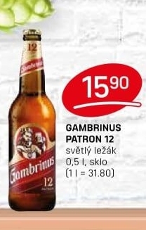 Pivo světlý ležák 12° Patron Gambrinus