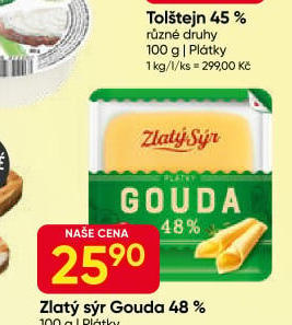 Sýr Gouda 48% Zlatý sýr Milkpol