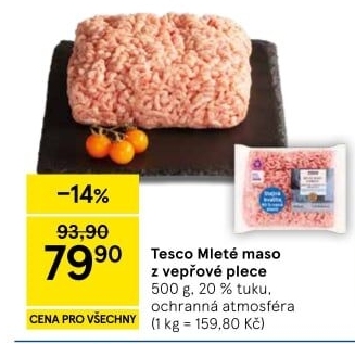 Maso mleté vepřové z plece Tesco