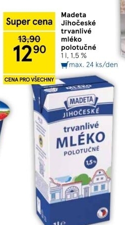 Mléko trvanlivé Jihočeské Madeta - 1,5% polotučné