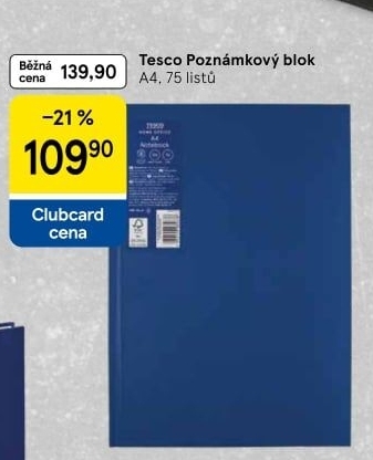 Poznámkový blok A4 Tesco