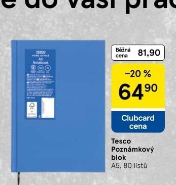 Poznámkový blok A5 Tesco