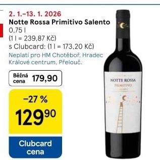 Víno Primitivo Salento Notte Rossa