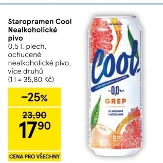 Nealkoholické pivo ochucené Staropramen Cool