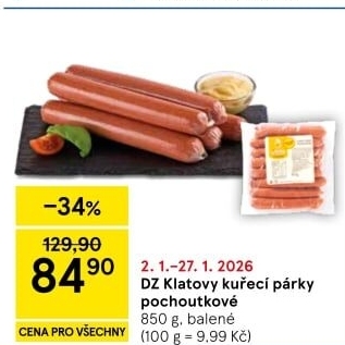 Párky kuřecí pochoutkové DZ Klatovy