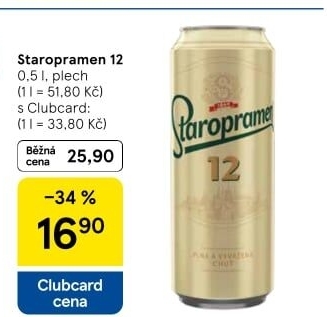 Pivo světlý ležák 12° Staropramen